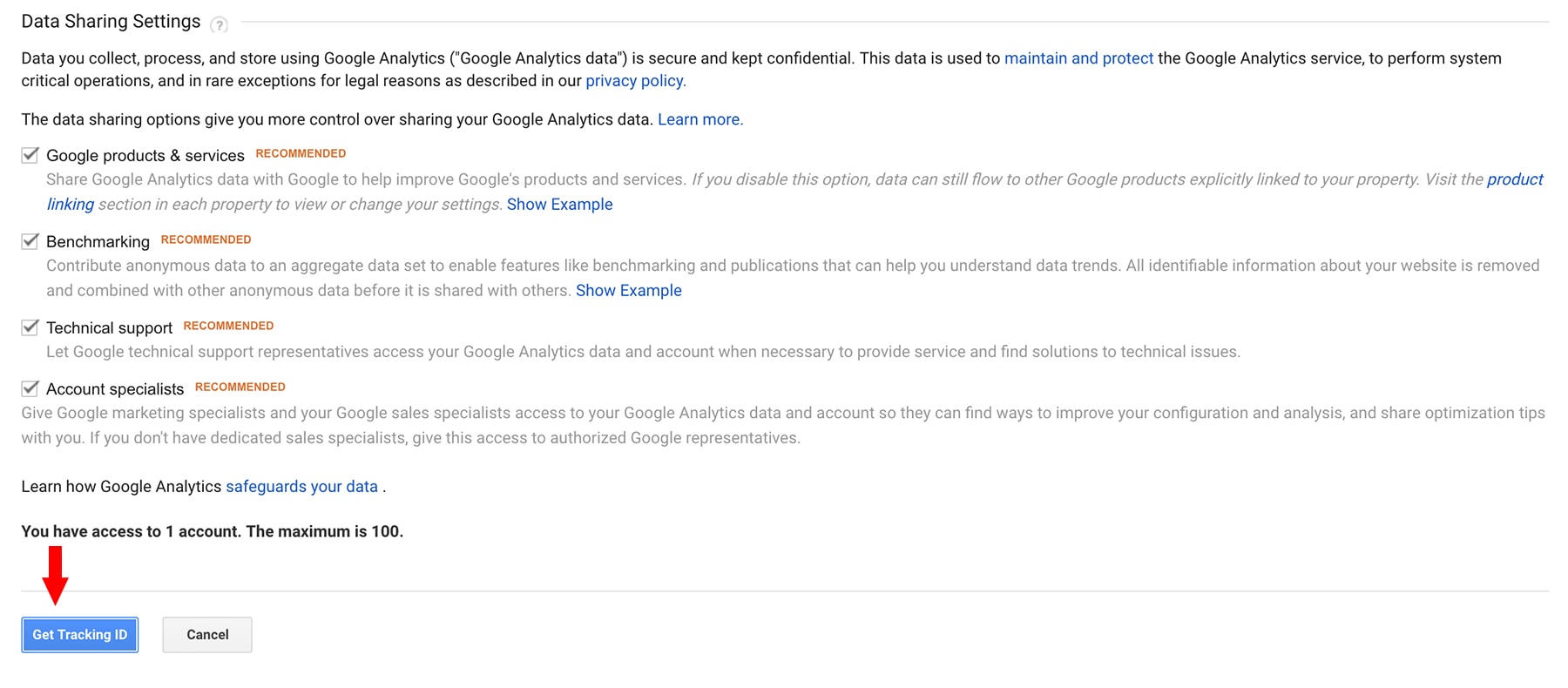 google analytics data sharing