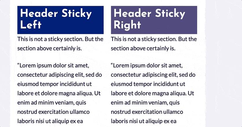 sticky section
